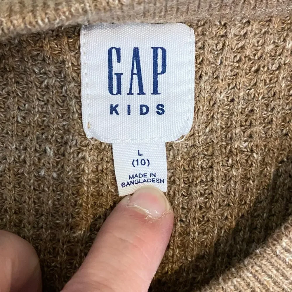 GAP Kids Tan Knit Sweater | Size L | Minimalist Neutral